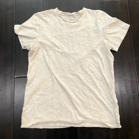 Everlane T Shirt Heathered Cream Short Sleeve Crew Neck Women's Size L - Picture 1 of 3